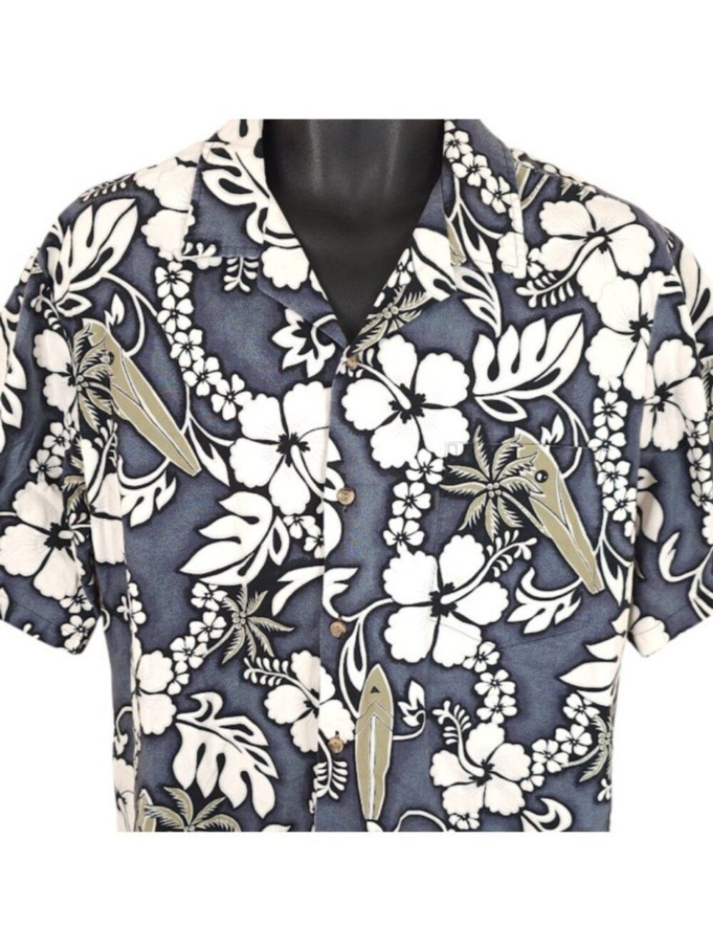 Vintage Hawaiian Shirt Mens Size XL Blue 90s All Over Print Made In Hawaii